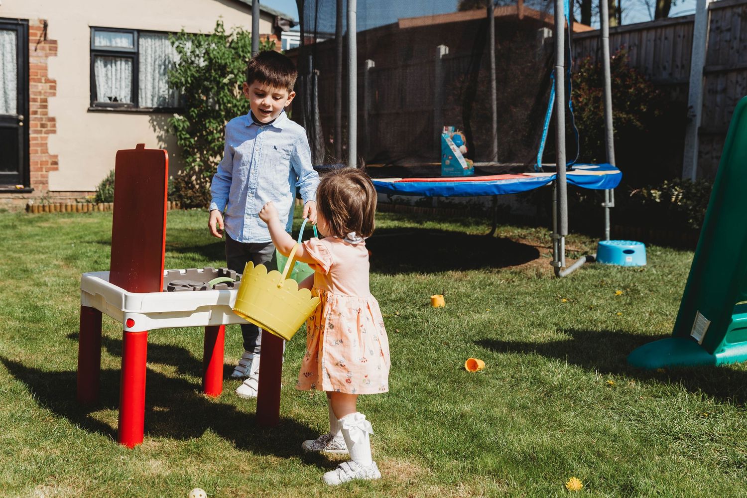 Easter egg hunting in garden
