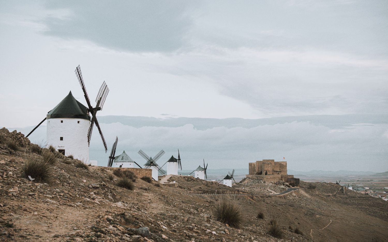Don Quichote windmills in La Mancha, Spain. Consuegra.