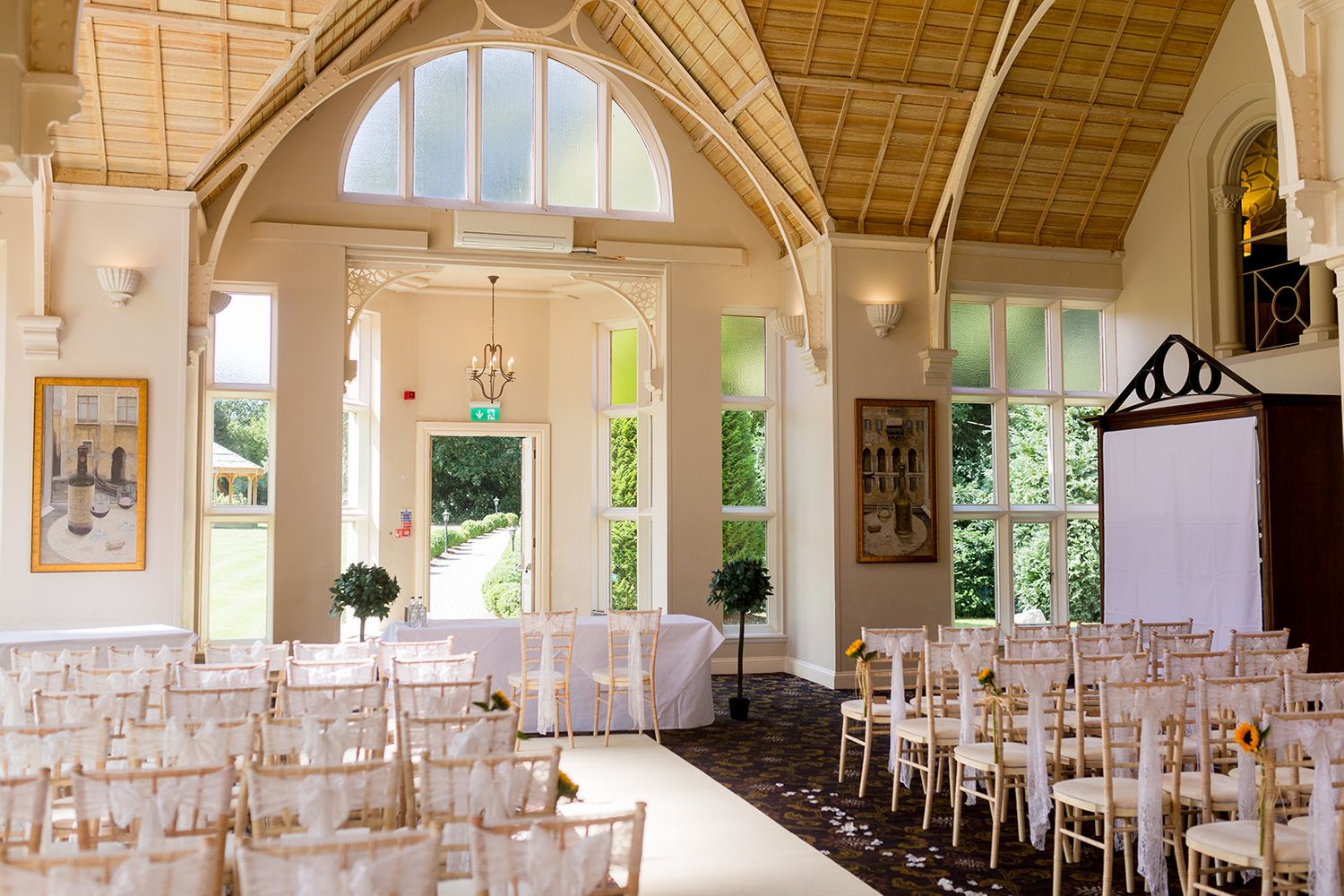 Conservatory ceremony room at Audleys Wood Hotel