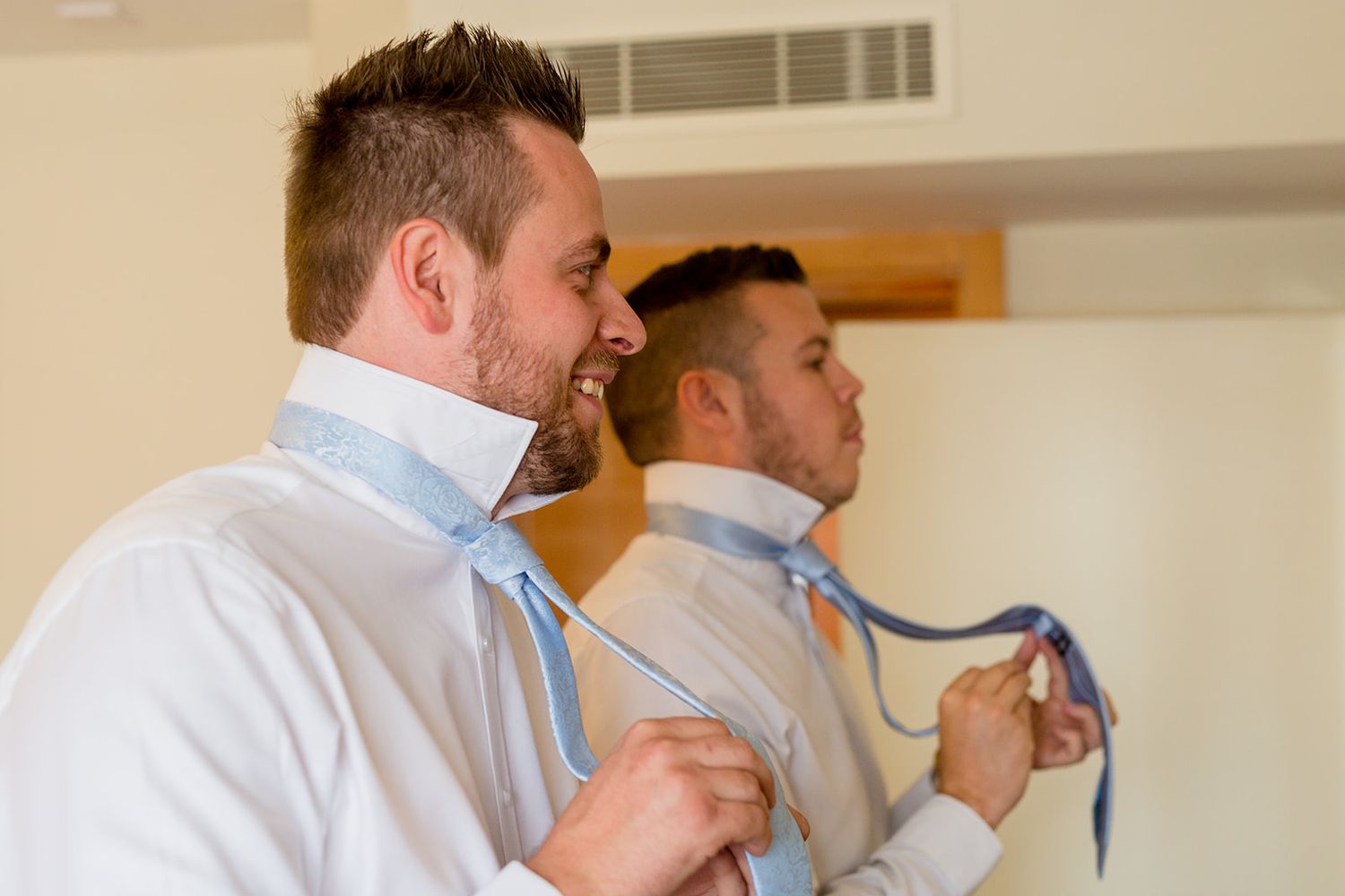 blue tie wedding outfit