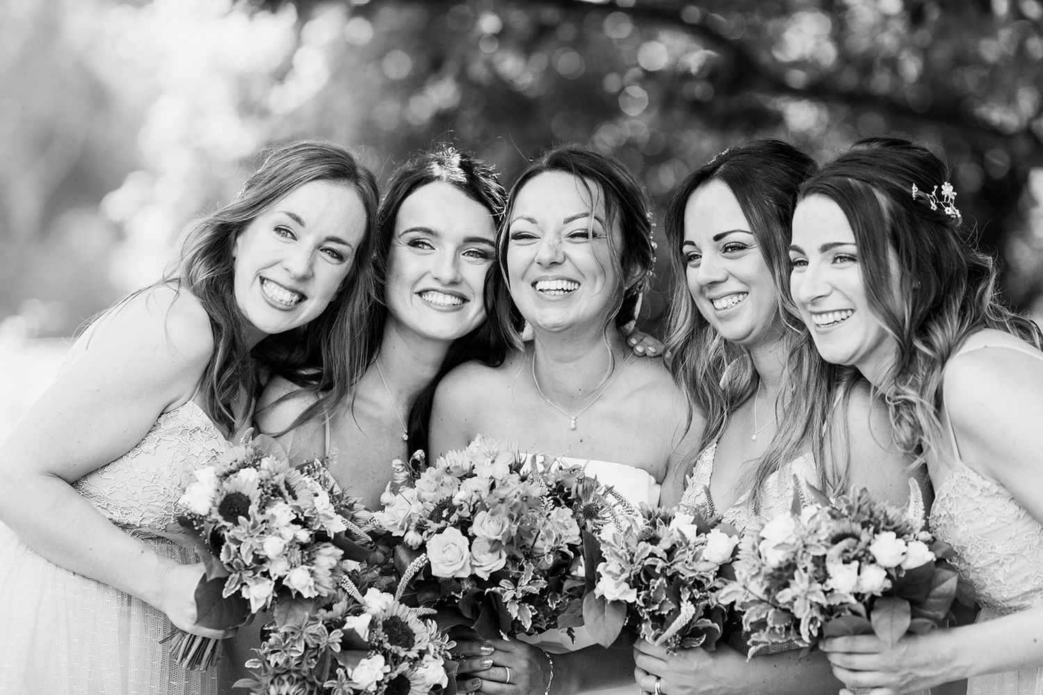 black and white bridesmaid photos