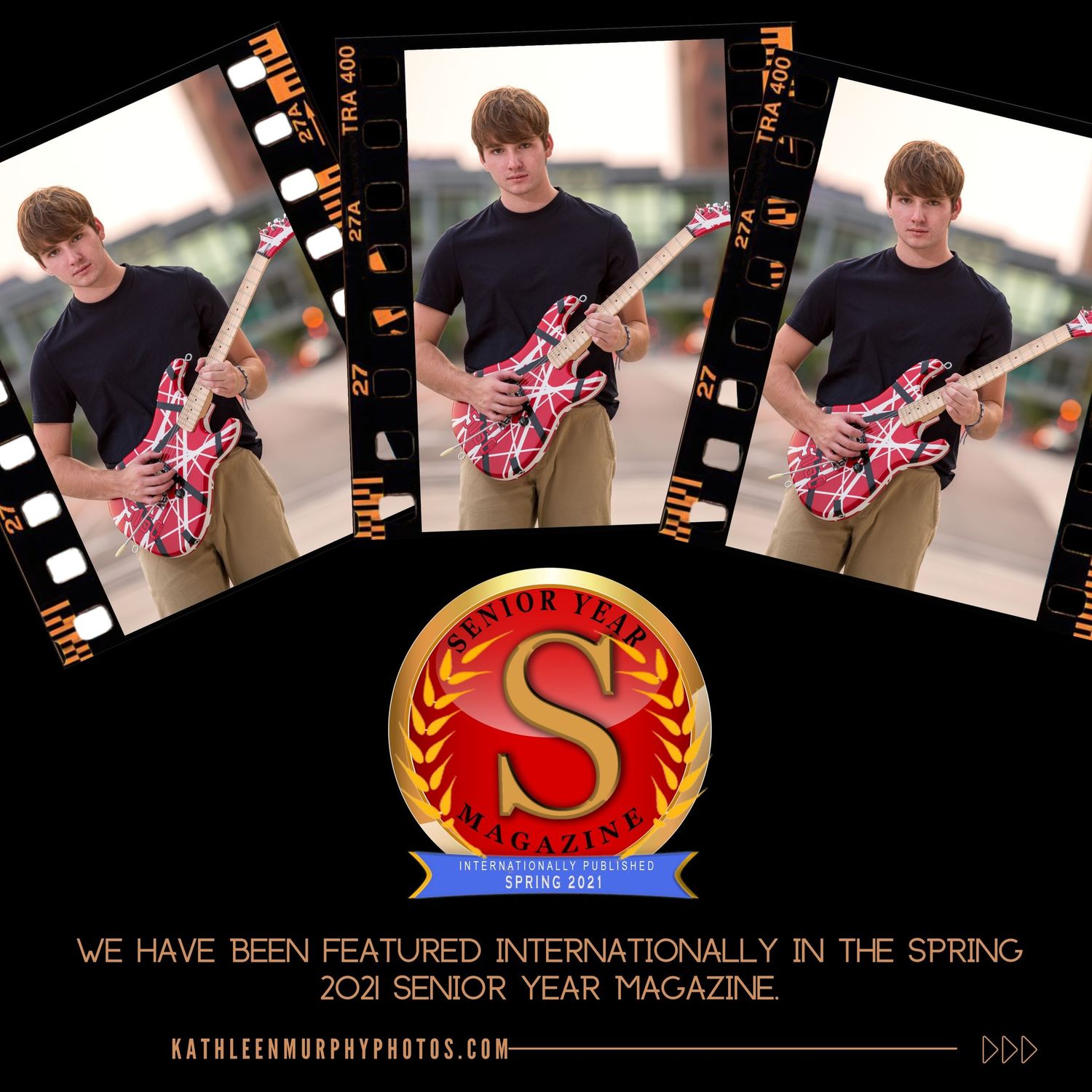 Senior Photo with Frankenstrat guitar