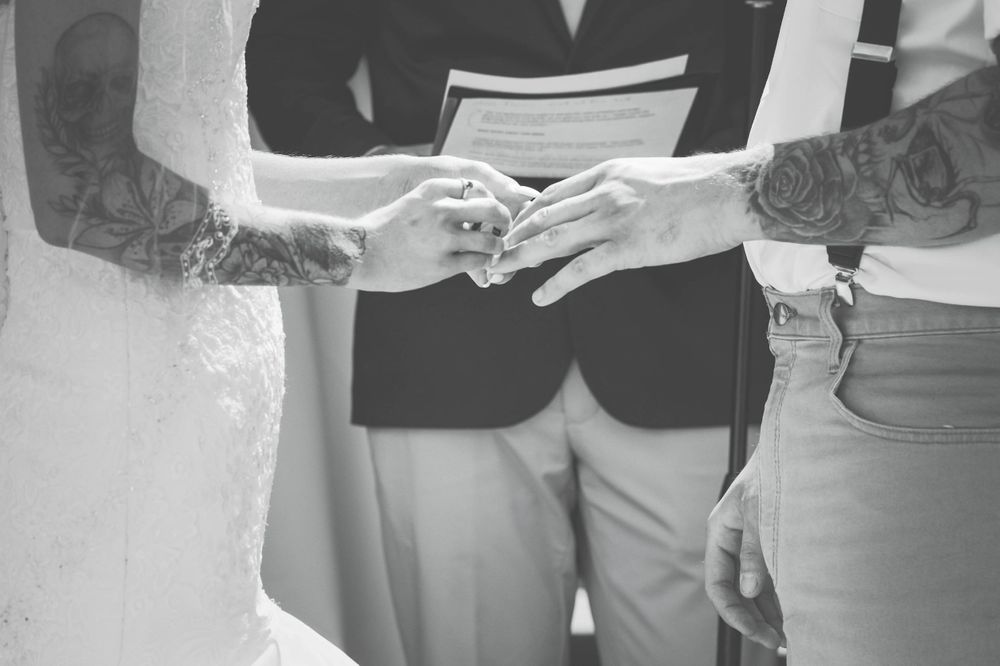 Bride and Groom exchanging vowels and love