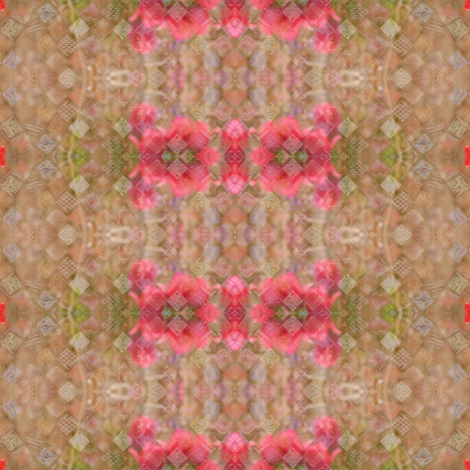 green pink flowers art
