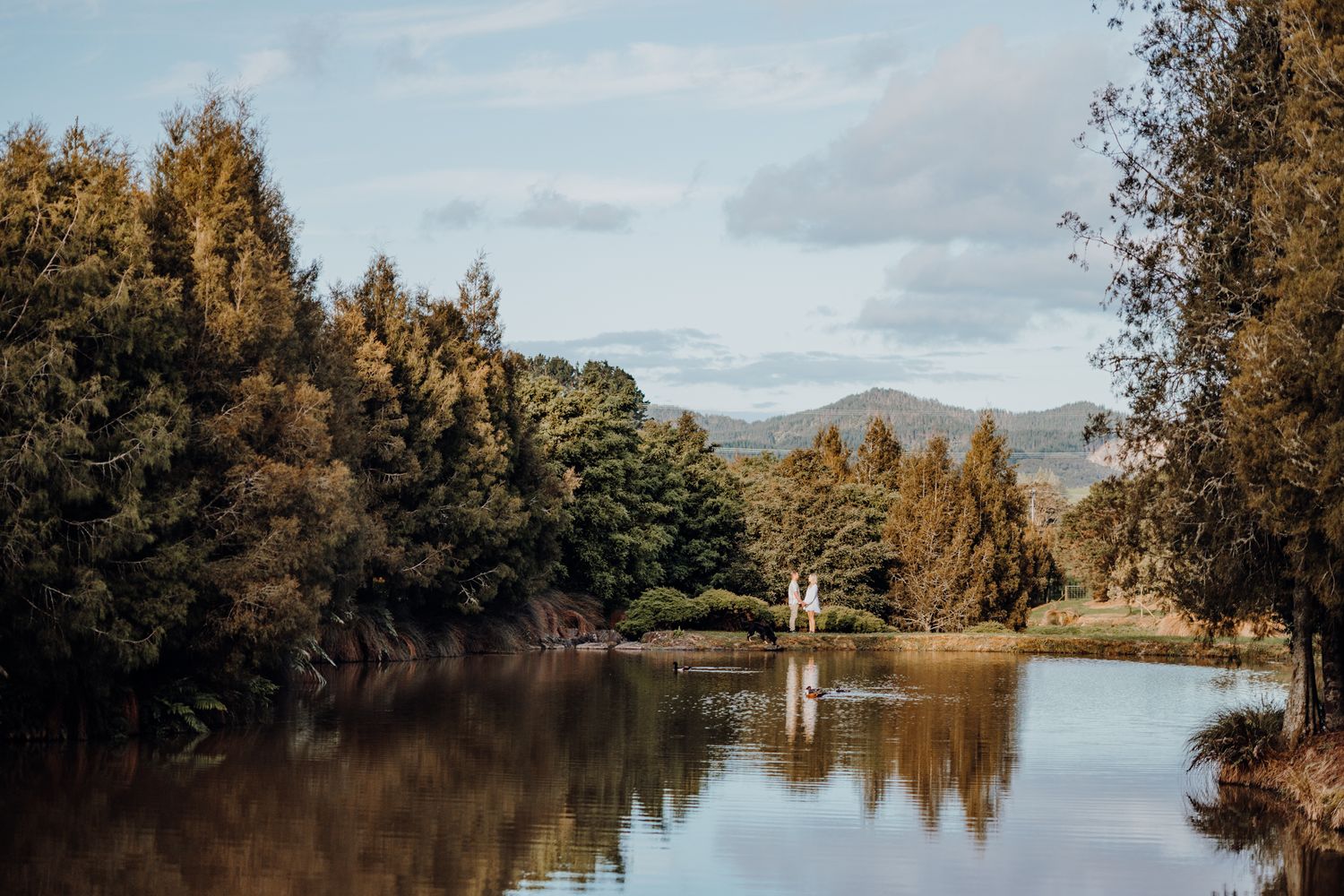 Engaged Couple with their dog at their backyard, an engagement shoot with Apertured Media-Auckland Wedding Photographer