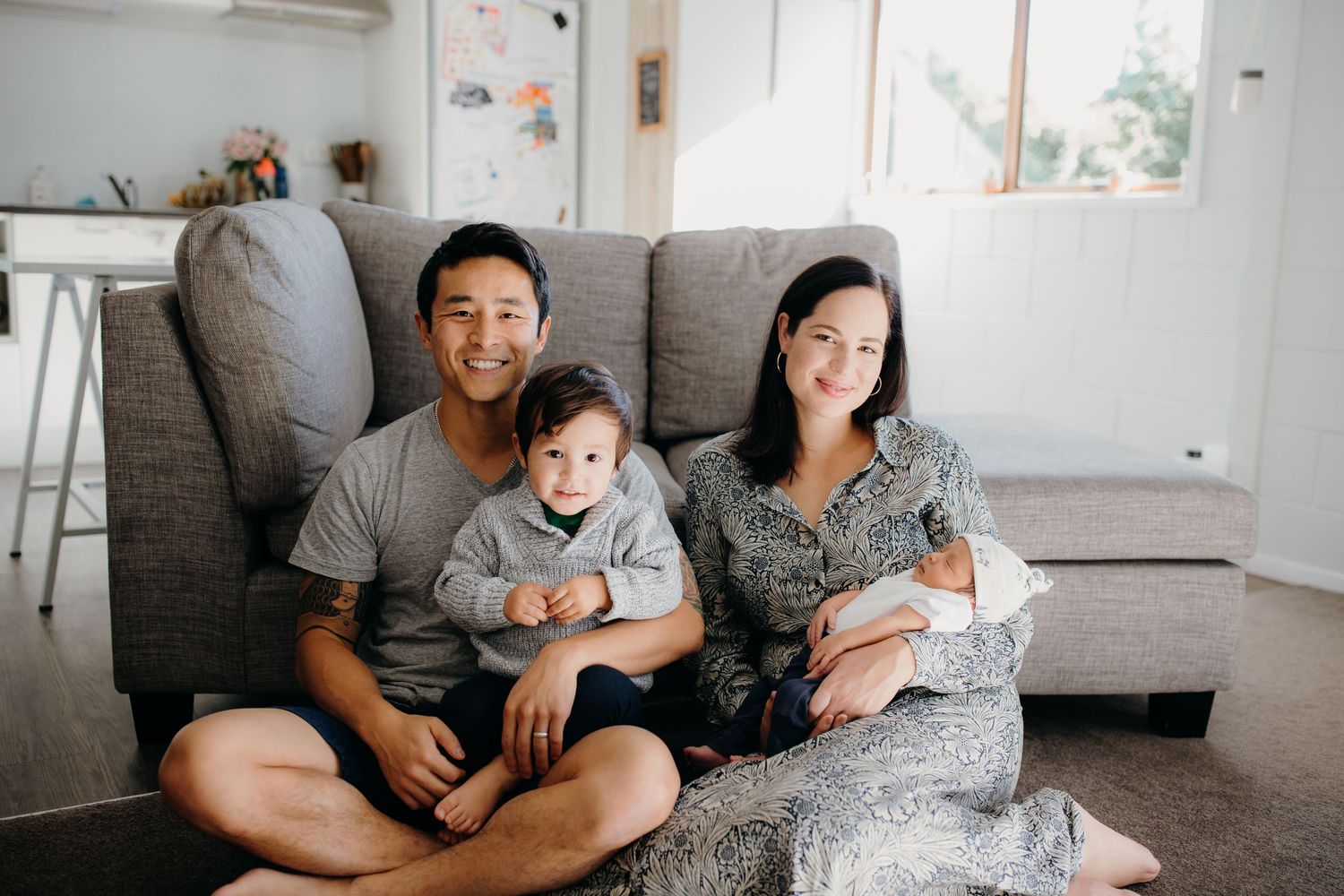 family in home newborn session