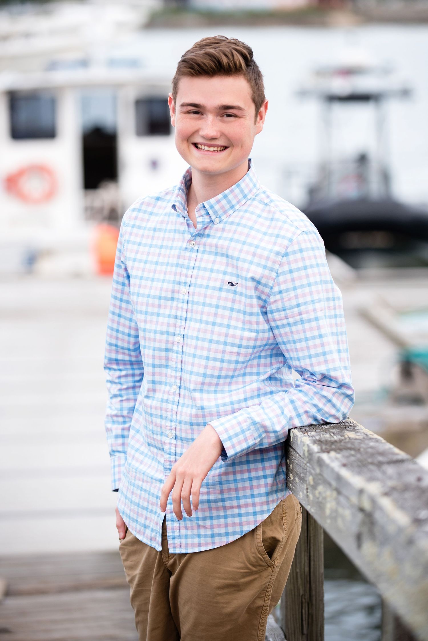 plymouth north high school senior portrait at plymouth town wharf by heidi harting photography