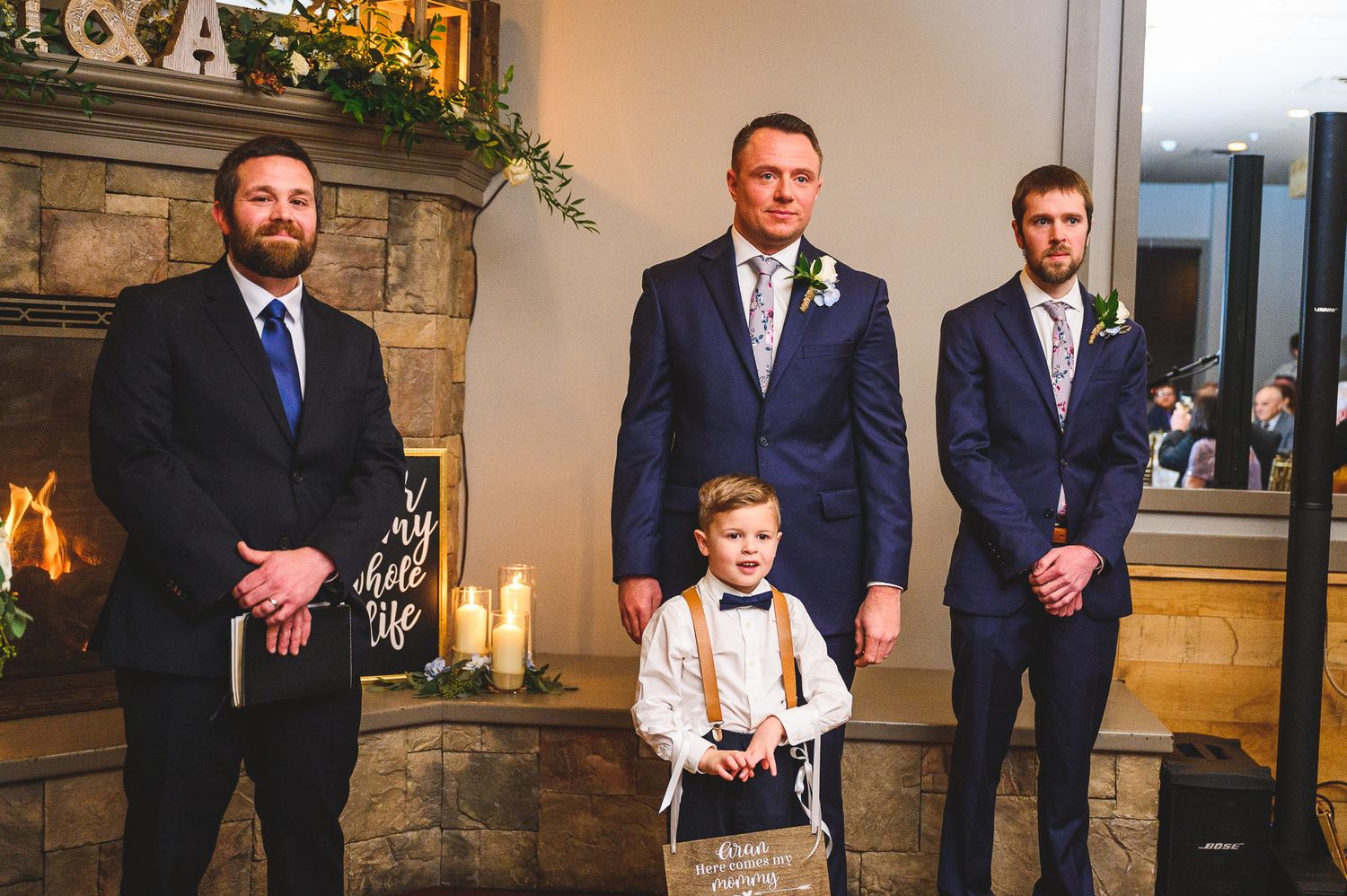 groom watching bride come down the isle