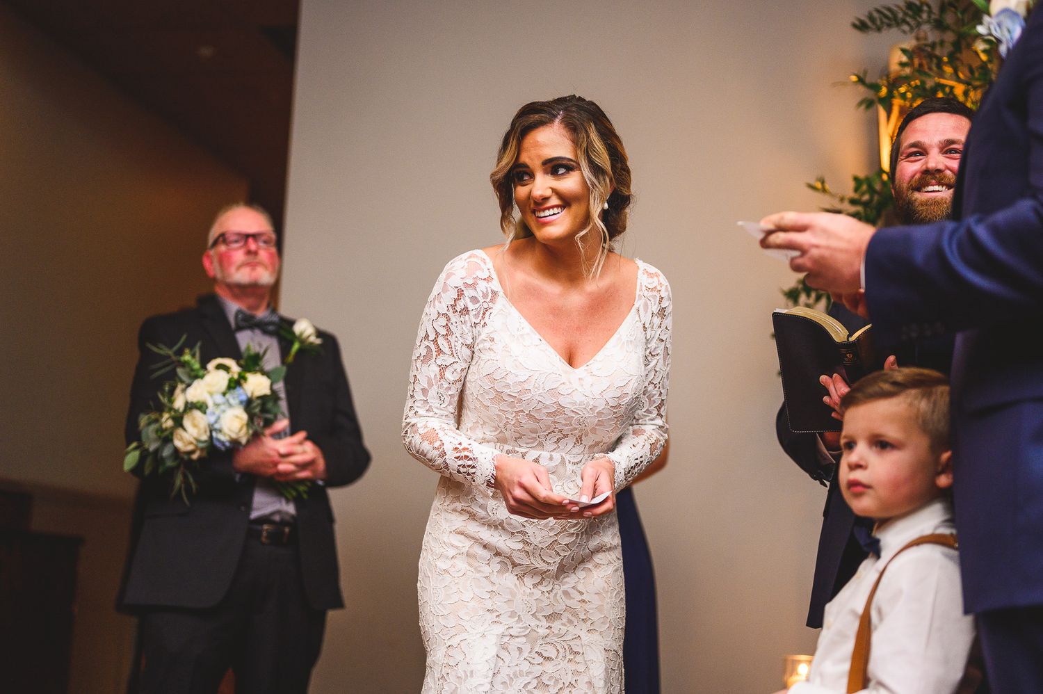 bride smiling during the wedding ceremony