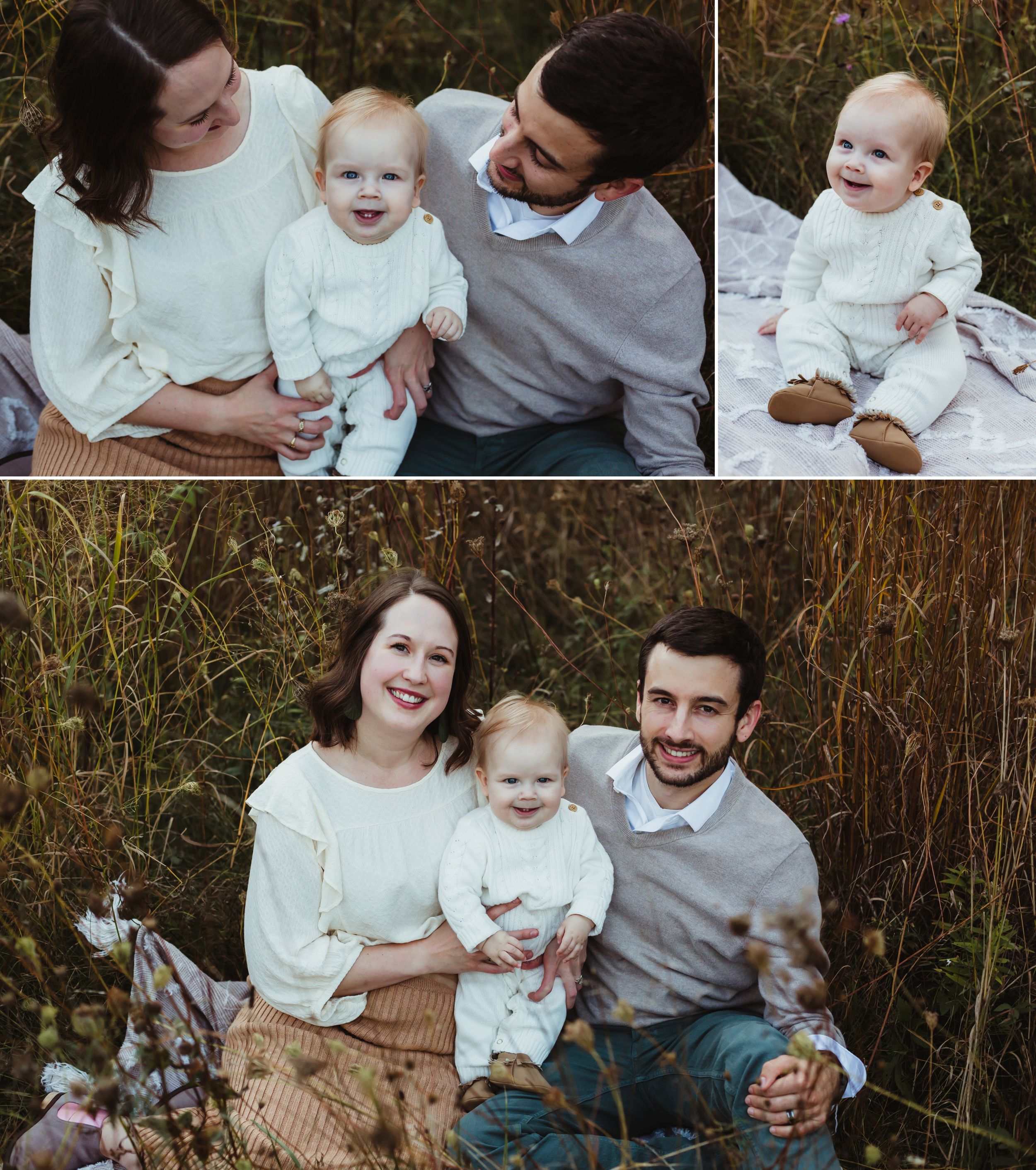 Photos of the son with his wife and infant son.