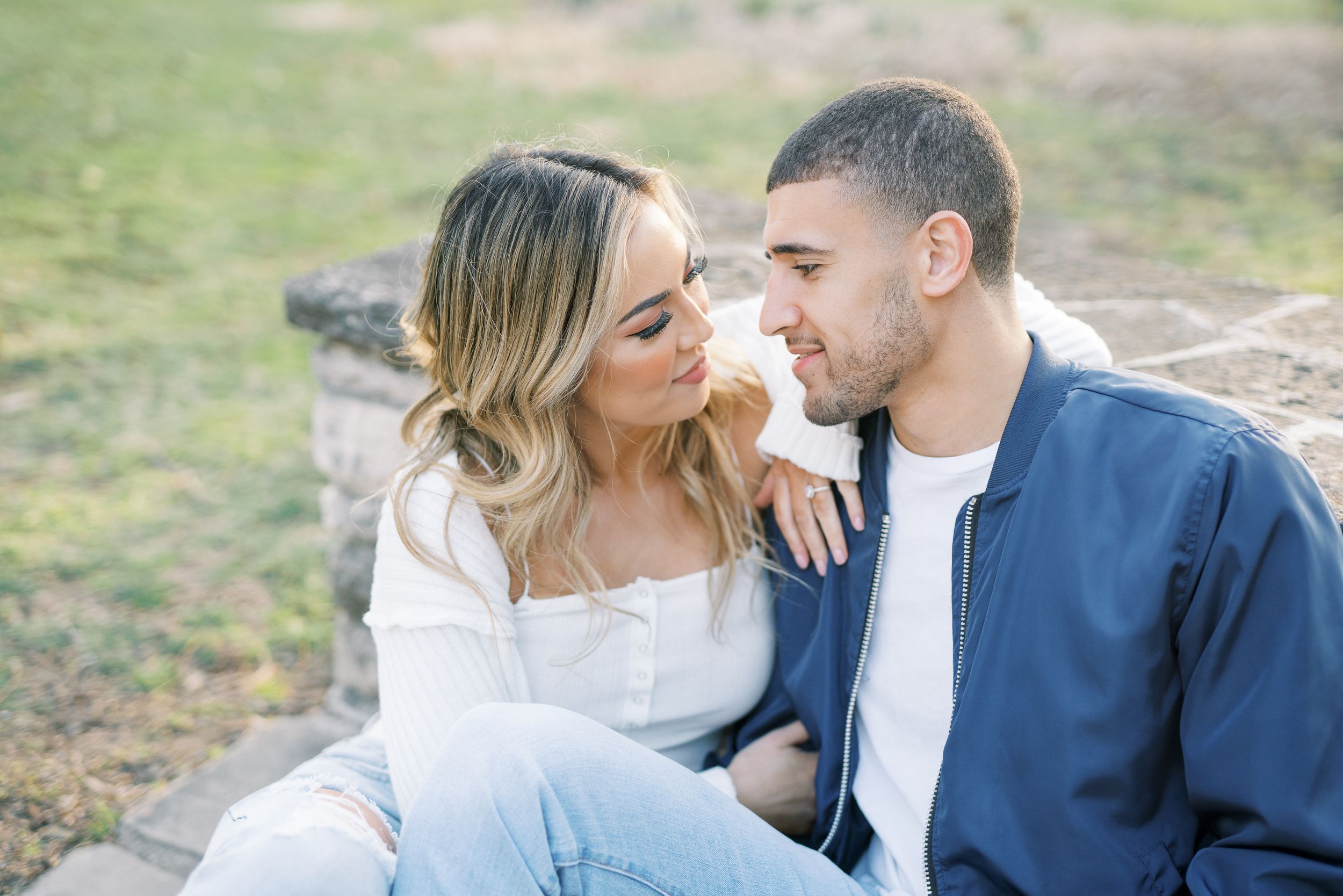Light and airy film engagement Session at the Rose Gardens and Art Center in Des Moines, Iowa