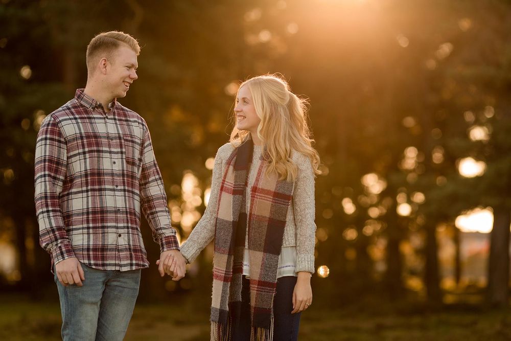 golden hour engagement photos new forest