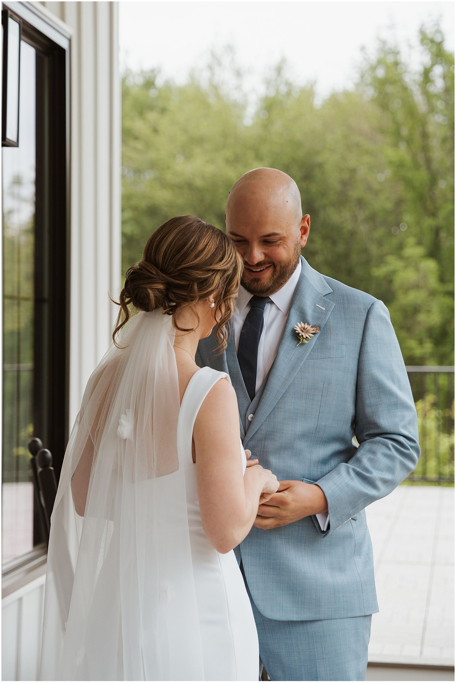 Bride and groom exchanging private vows at NH wedding
