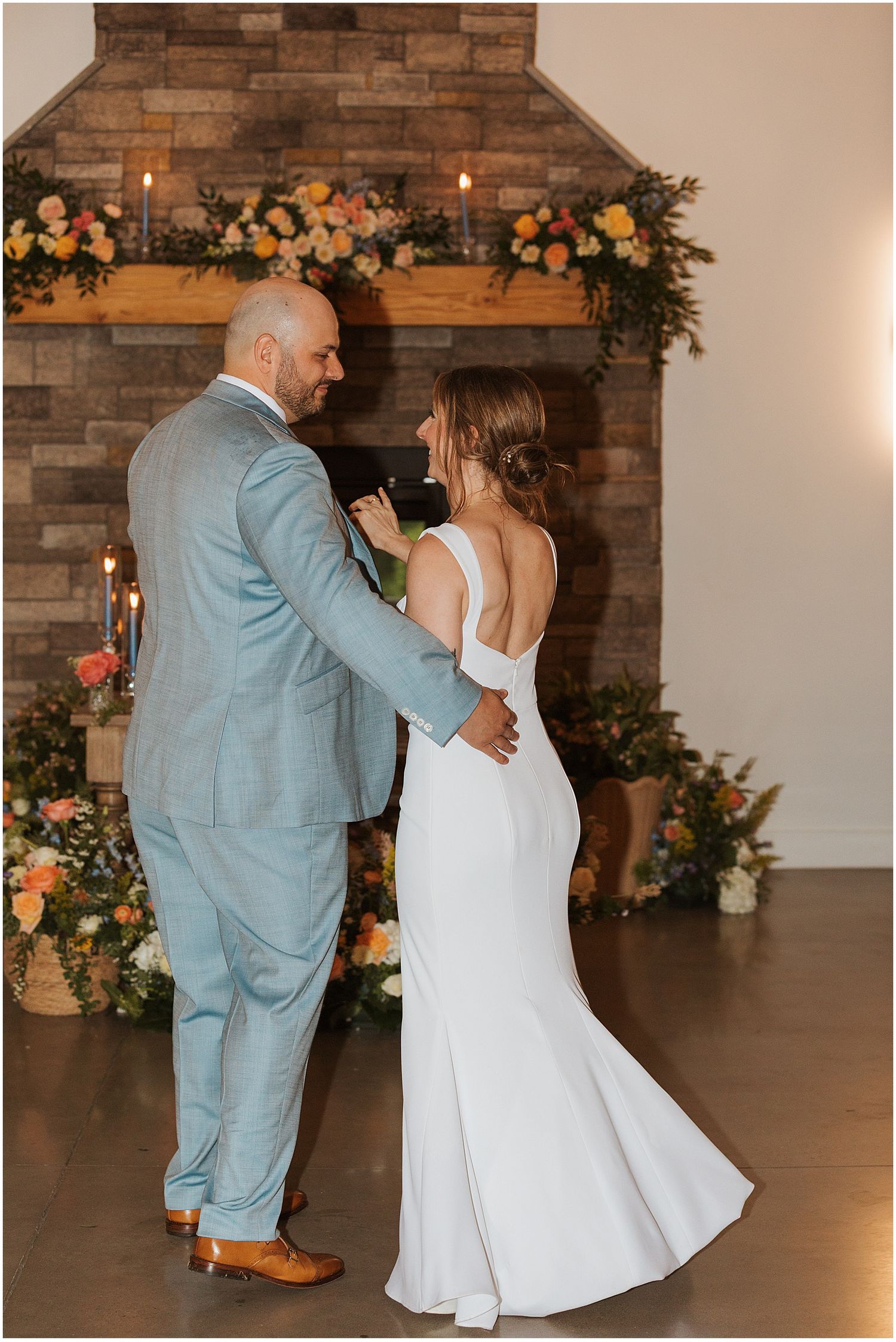 Bride and groom having their first dance at their NH wedding