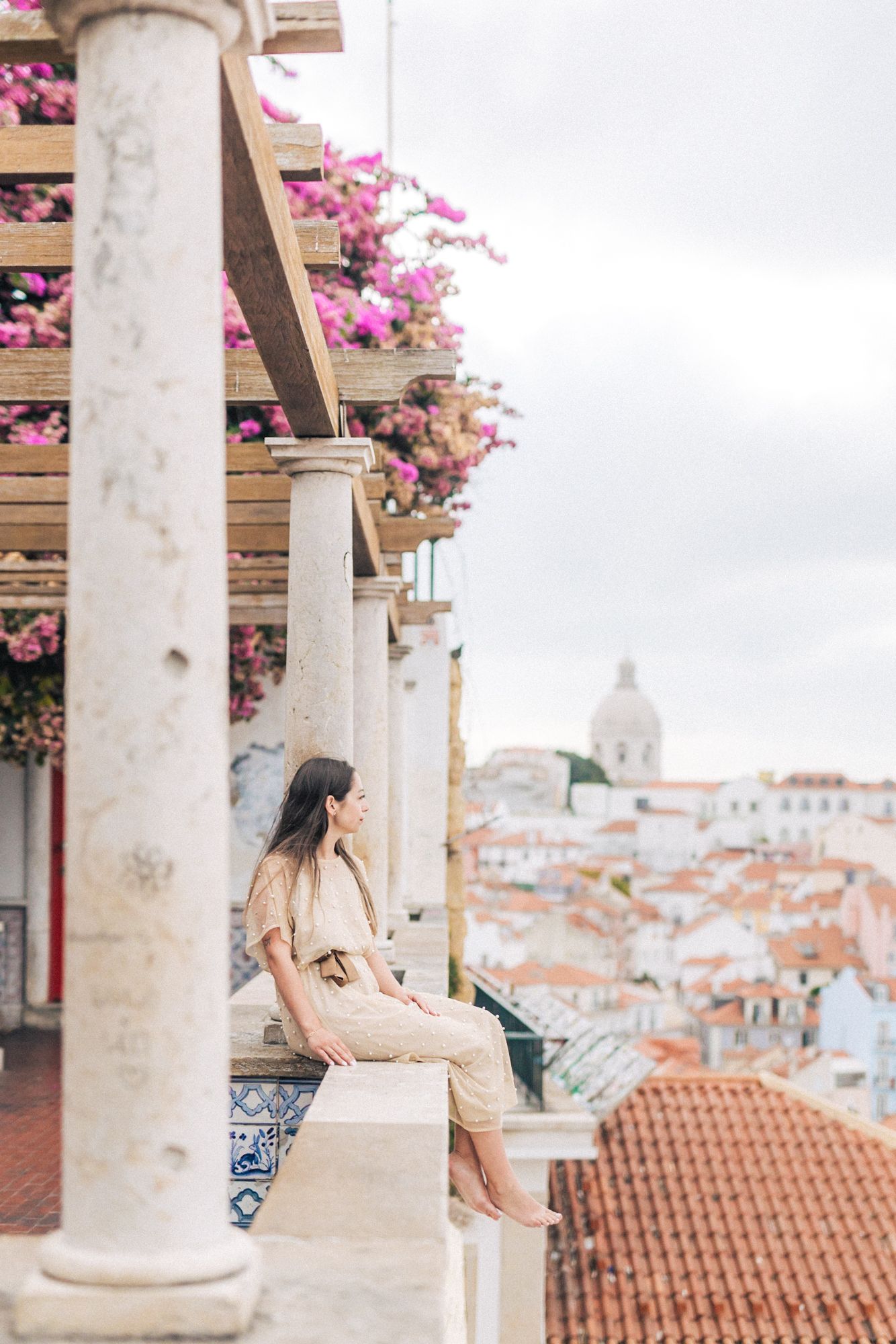 Romantic engagement photoshoot in terreiro do paço at the historic lisbon center during a Destination Wedding in Portugal