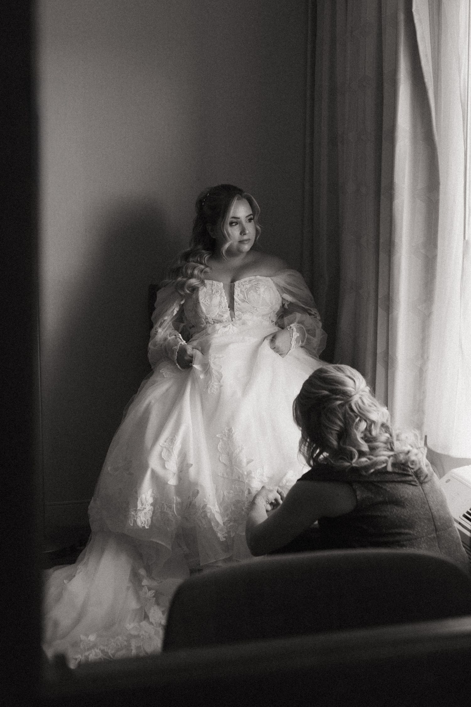 Bride getting ready for Long Island Spring wedding