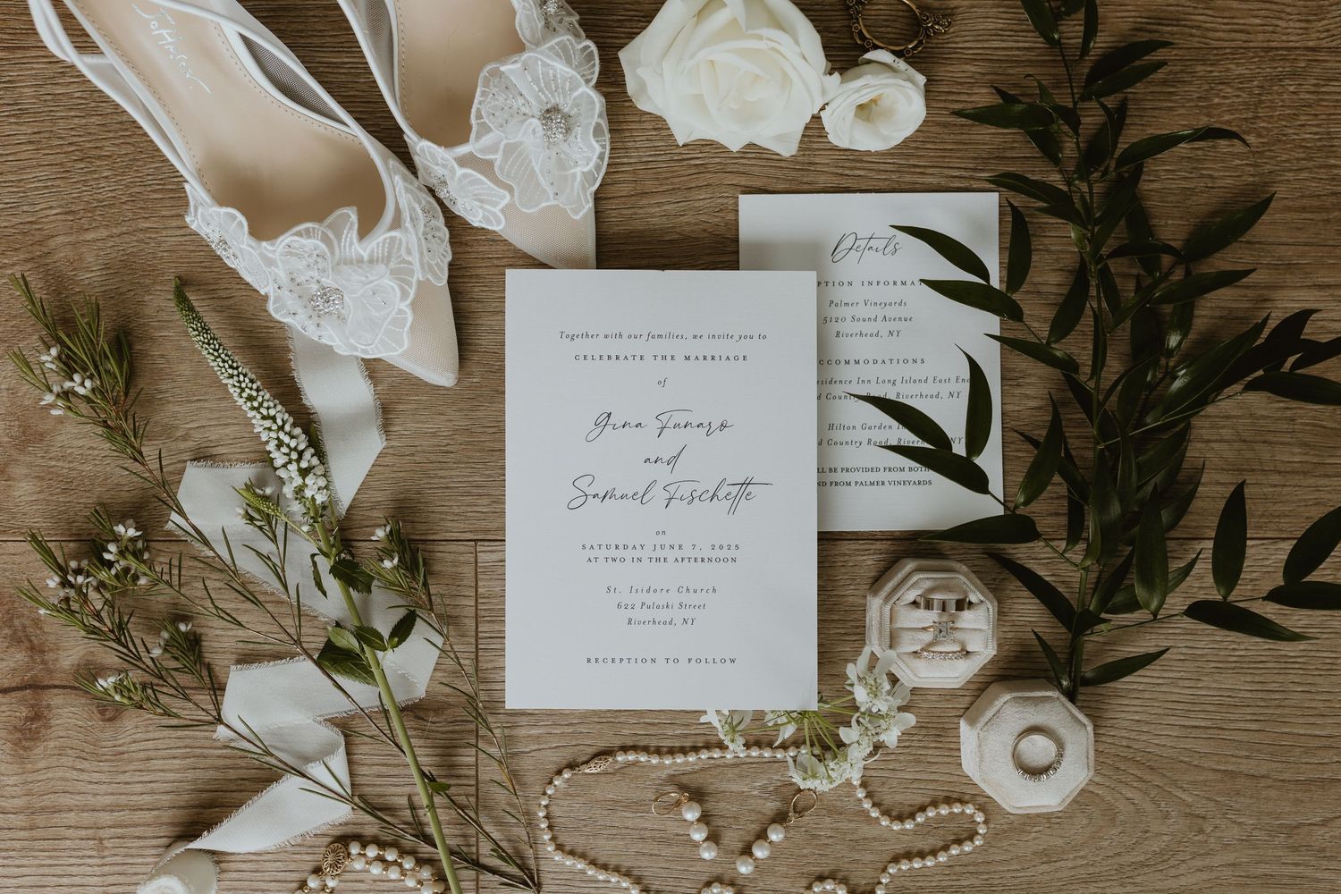 Neutral and Green minimalistic Wedding Flatlay details