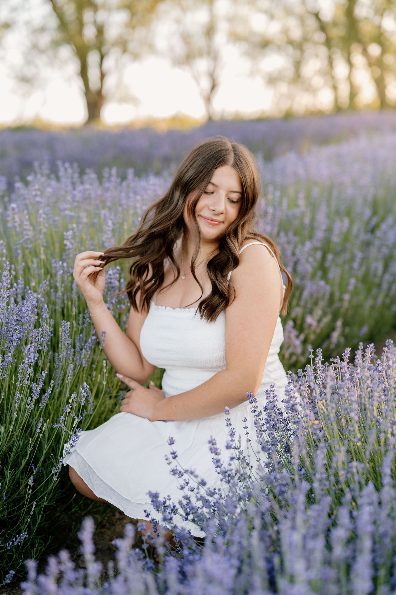 Lavender field senior photos in Walla Walla