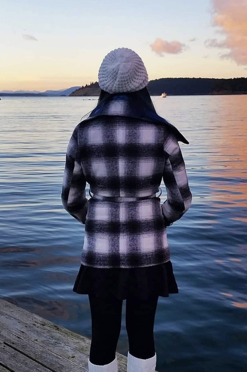 Woman facing away