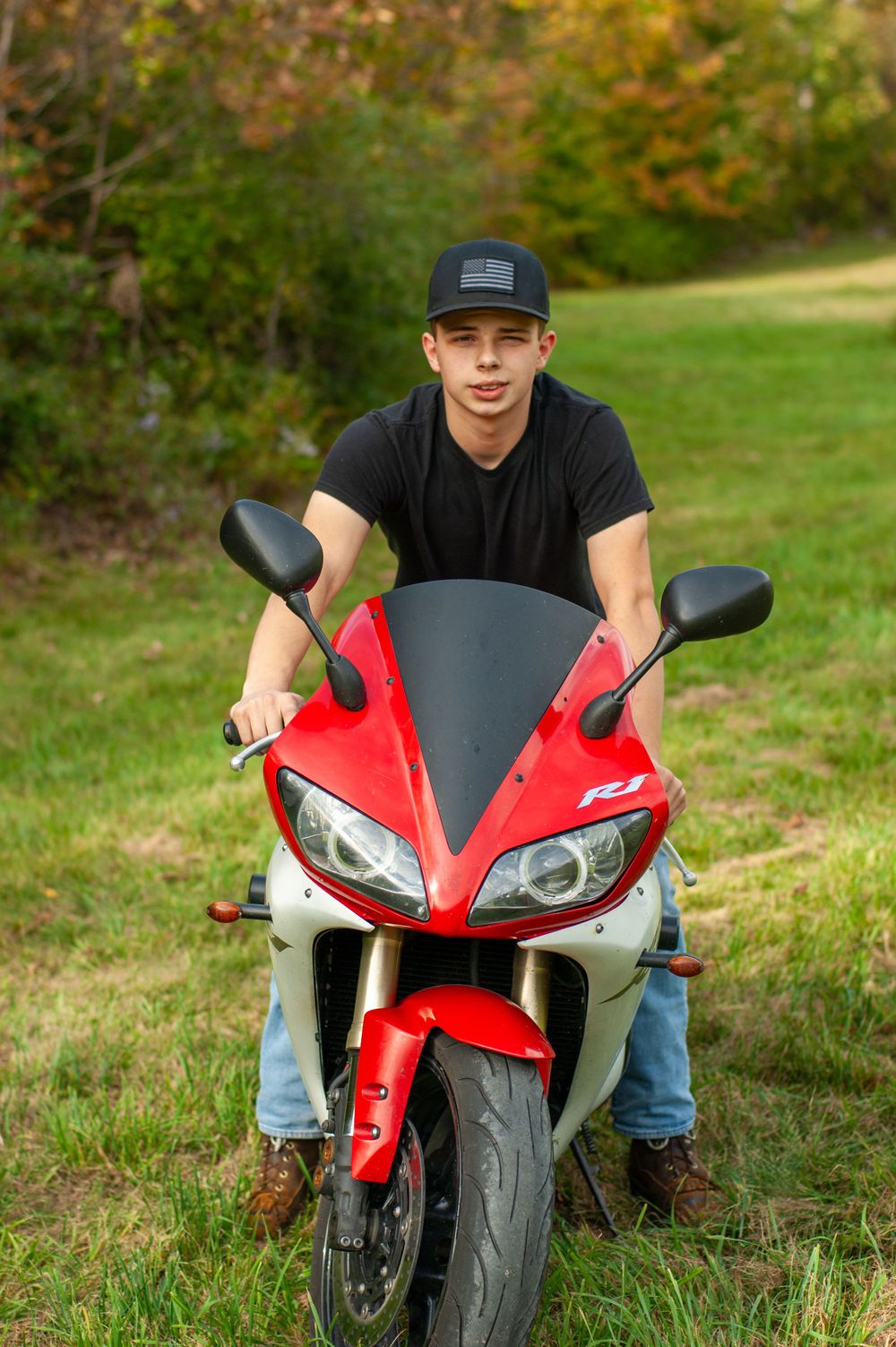 Senior session with motor bike