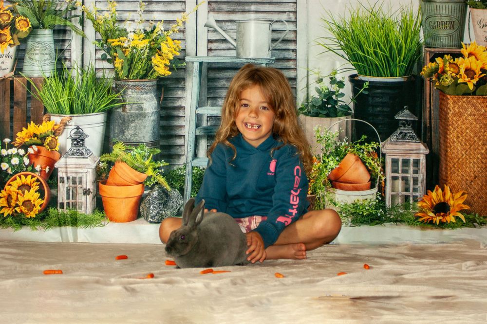 A girl and her rabbit