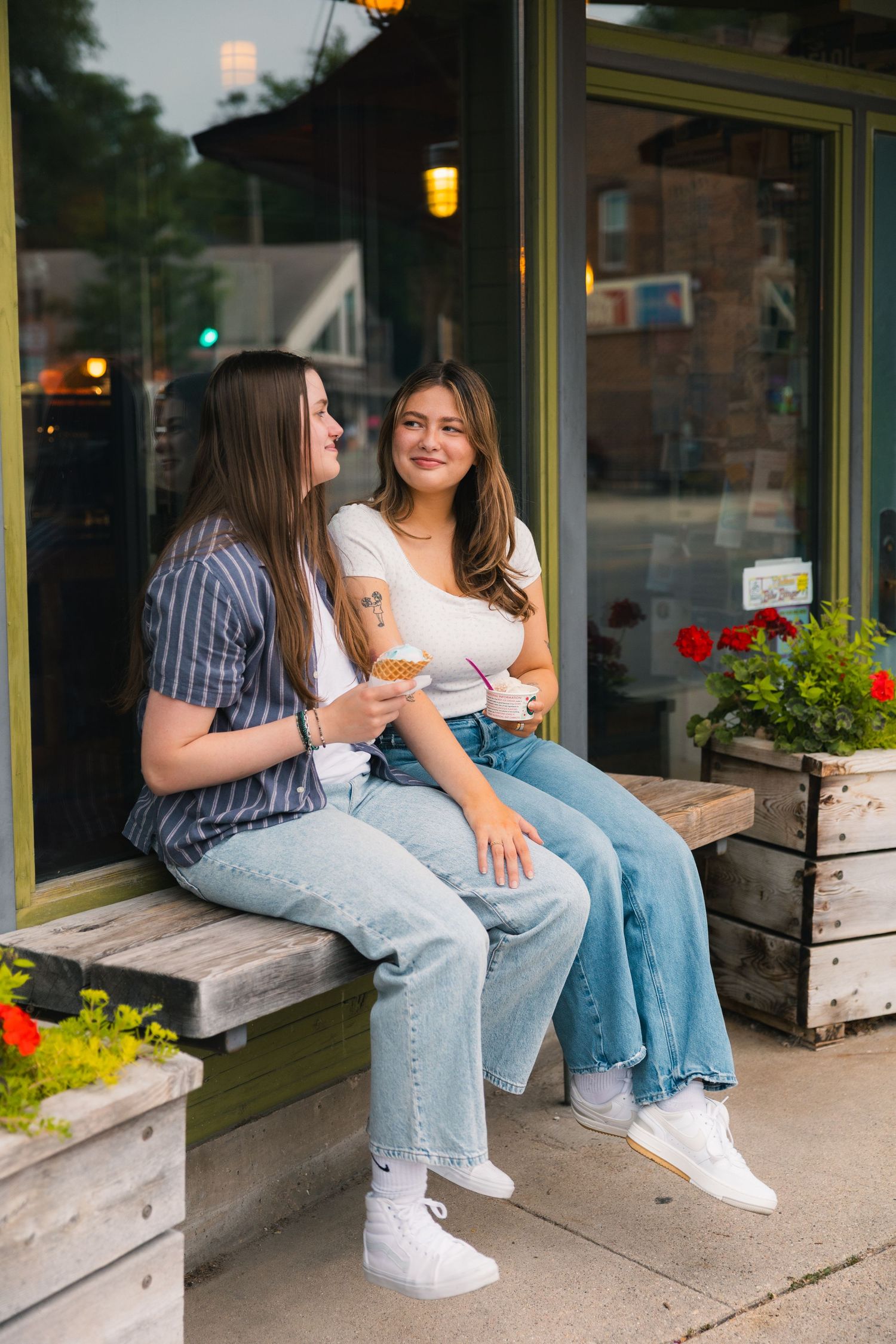 madison wi couples engagement photographer professional photos monroe street colectivo chocolate shoppe ice cream date night lgbtq verona