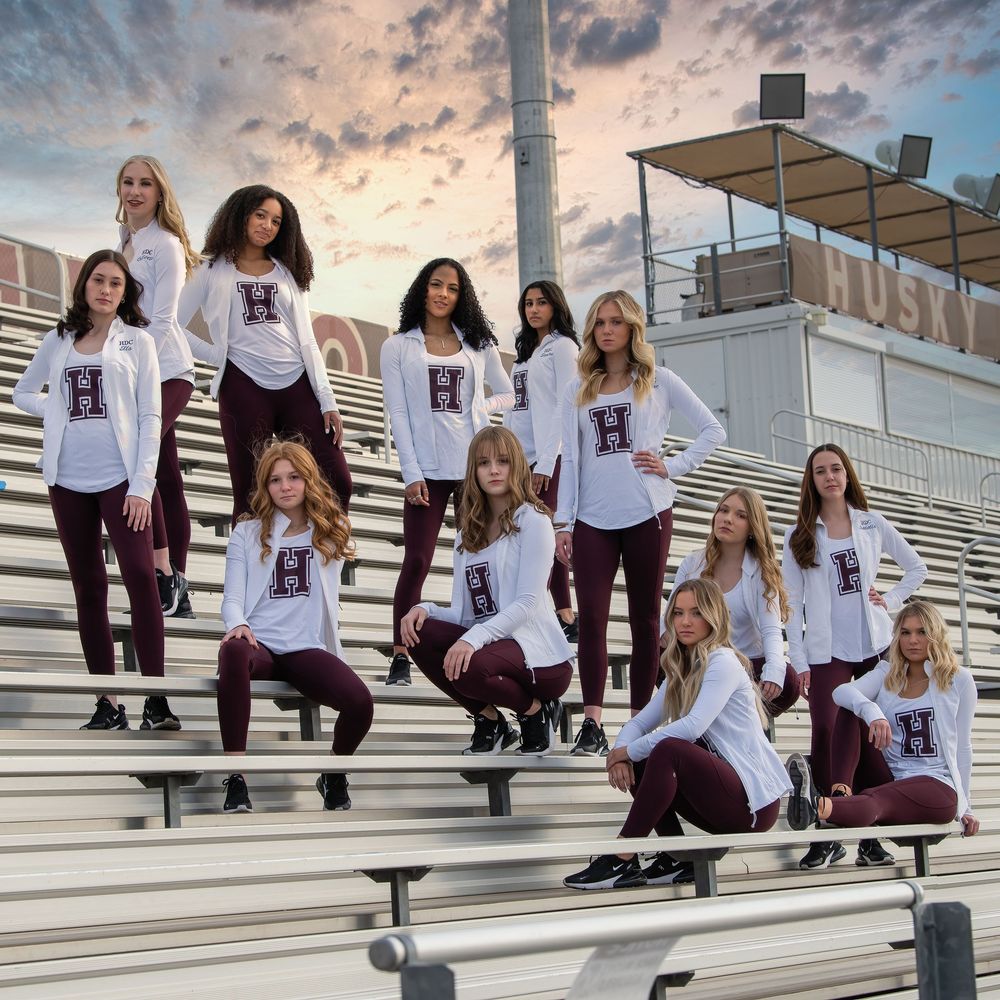 A high school girl dance team poses in Chandler, Arizona
