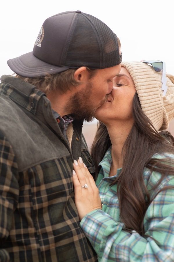 couple after their engagement in Zion national park