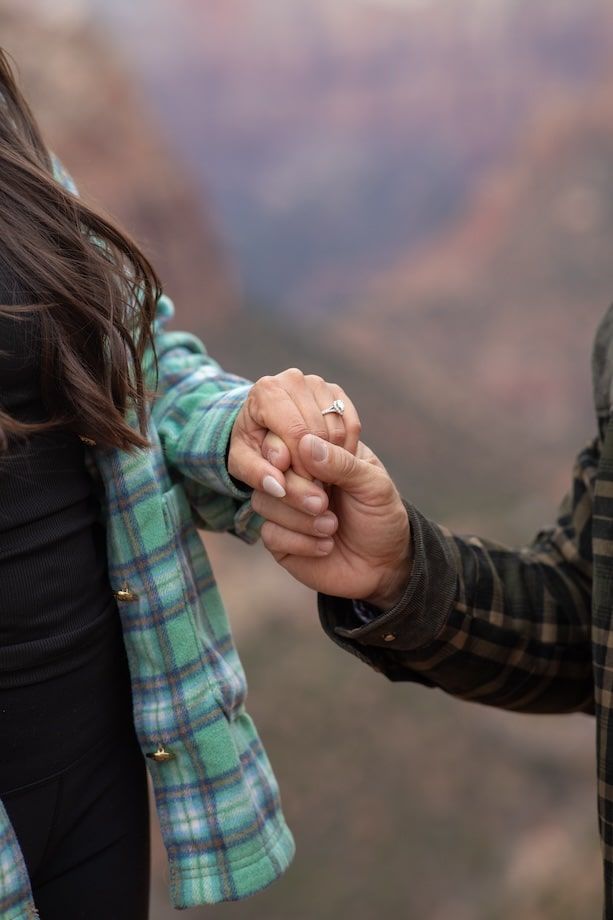couple after their engagement in Zion national park