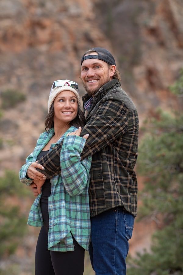couple after their engagement in Zion national park