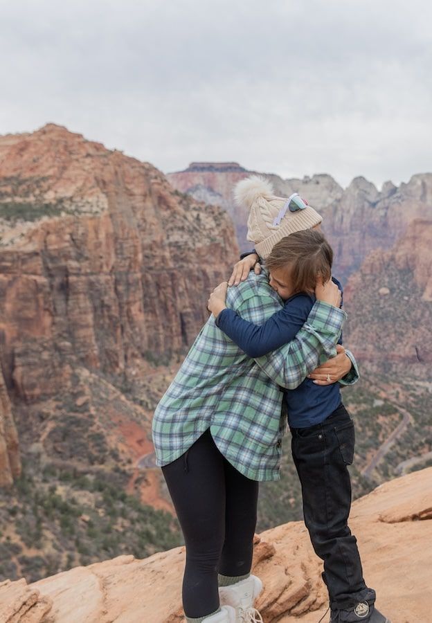 couple after their engagement in Zion national park