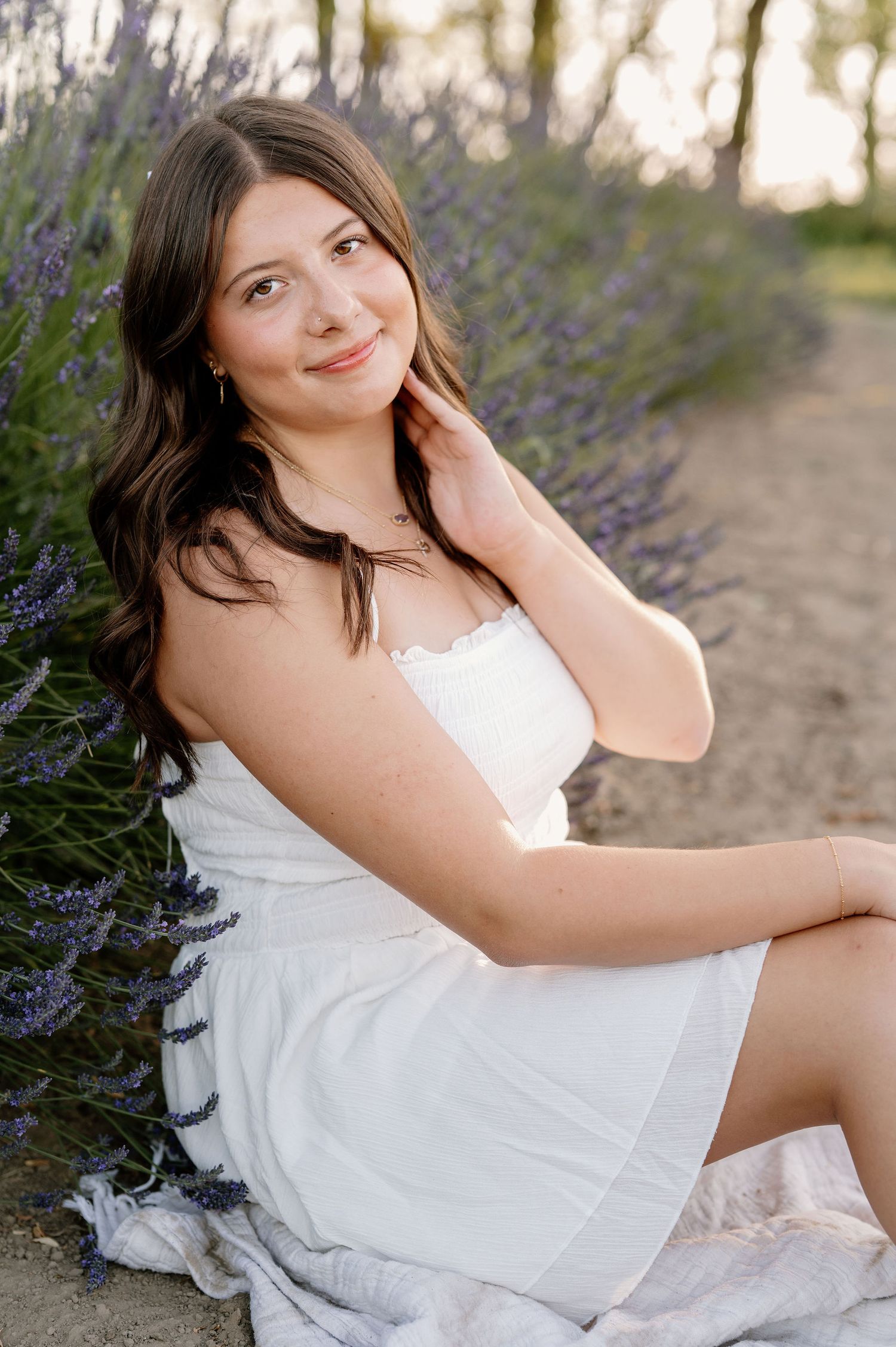 Lavender field senior photos in Walla Walla