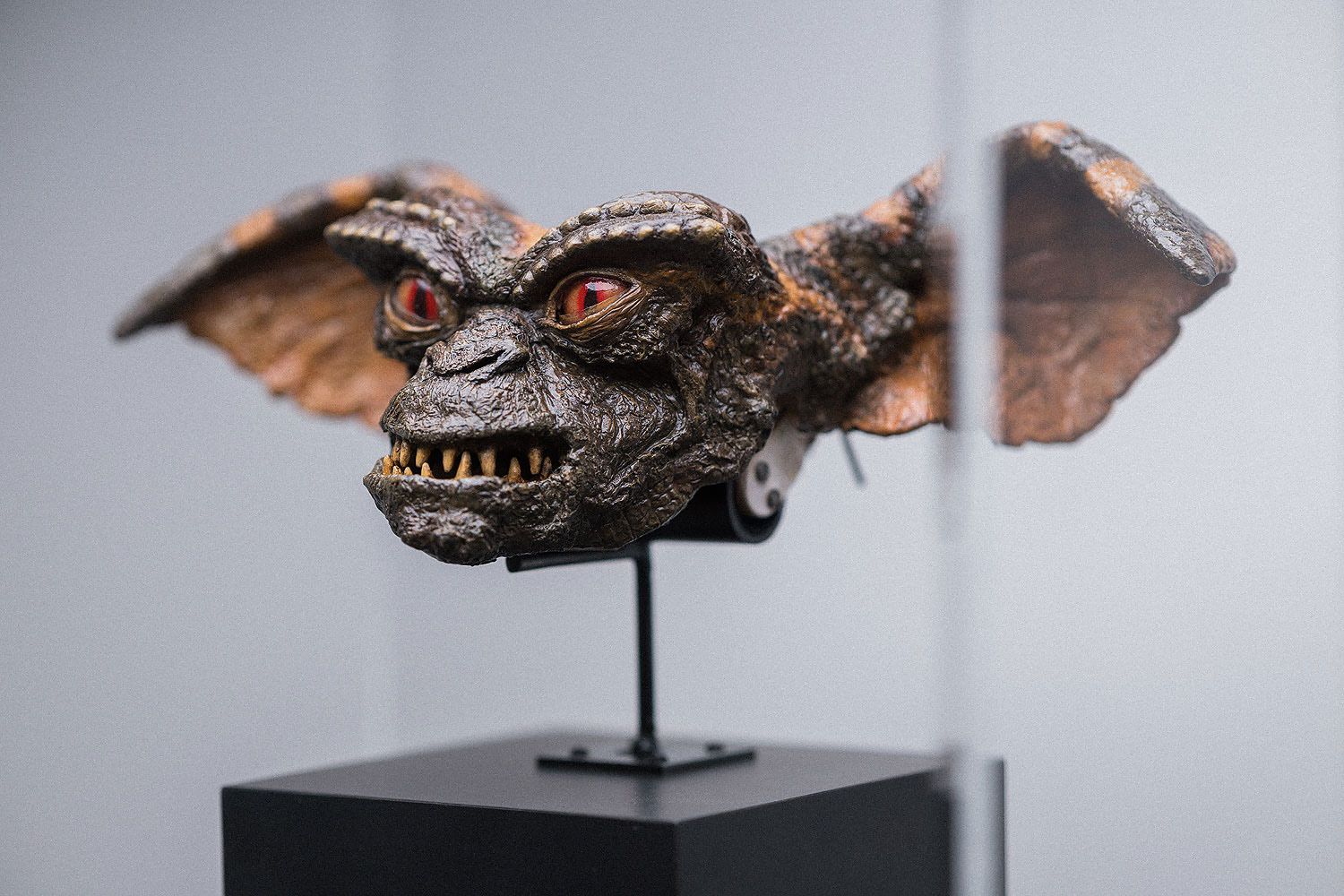 Animatronic Gremlin head movie prop from the original Gremlins film.
