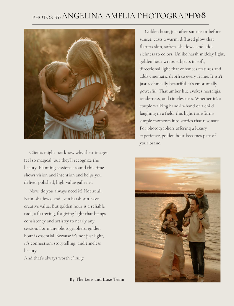 A person embraces a child outdoors in warm sepia tones while another person walks with a child on a beach at sunset.