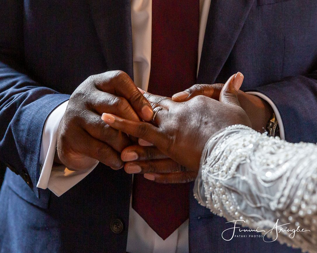 Wedding day church ring exchange, captured by Pataki Photos