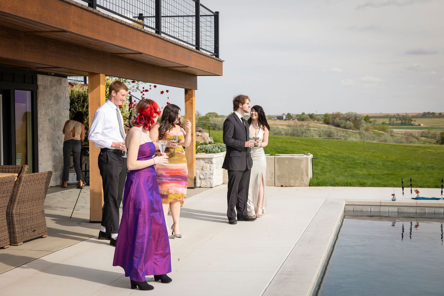 guest by pool at Garman Hill Wilder Idaho