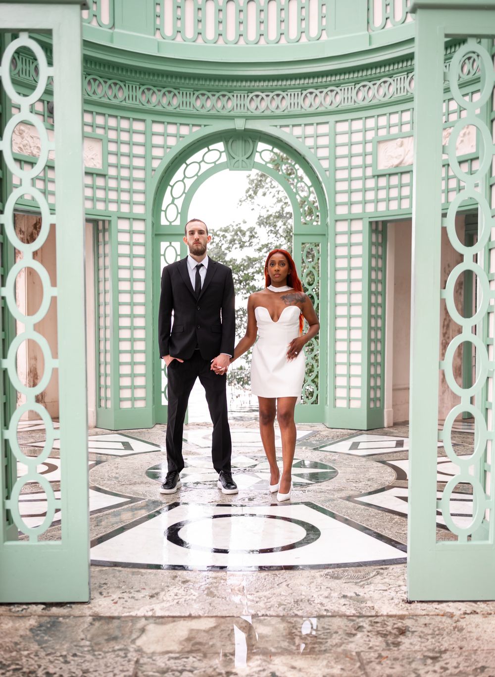 Scenic Vizcaya Museum and Gardens engagement session photographed by a wedding photographer in Miami.
