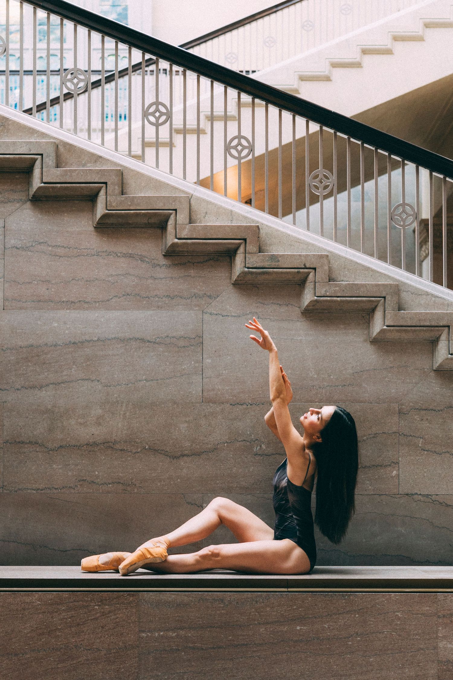 Elegant pose by a Joffrey Ballet dancer during a dance photography shoot at the Art Institute of Chicago. Chicago Dance photograper