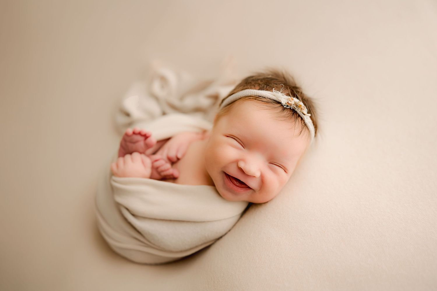 posed studio portrait of newborn baby by Fairbanks Newborn Photographer Applegum Photography