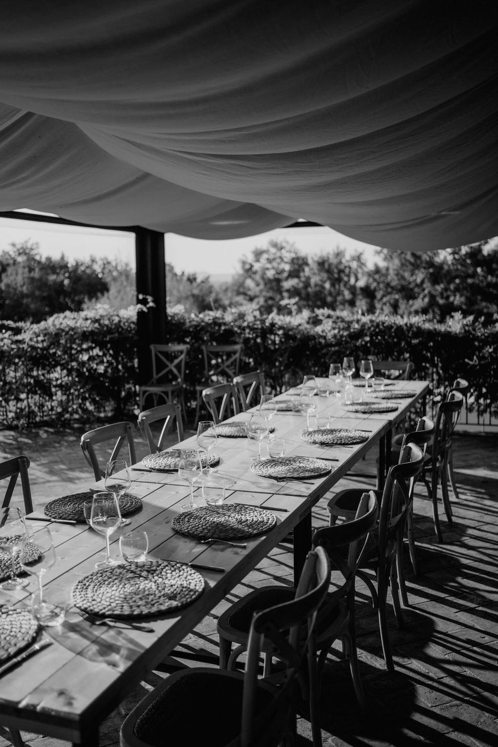 The table setting at Villa Le Bolli