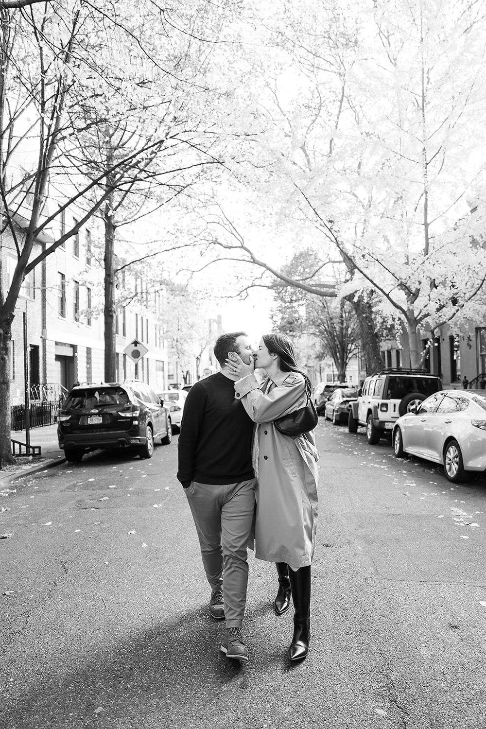 Intentional Brooklyn, New York engagement session capturing soulful, effortless love with warm spring light, fun and quiet connection.