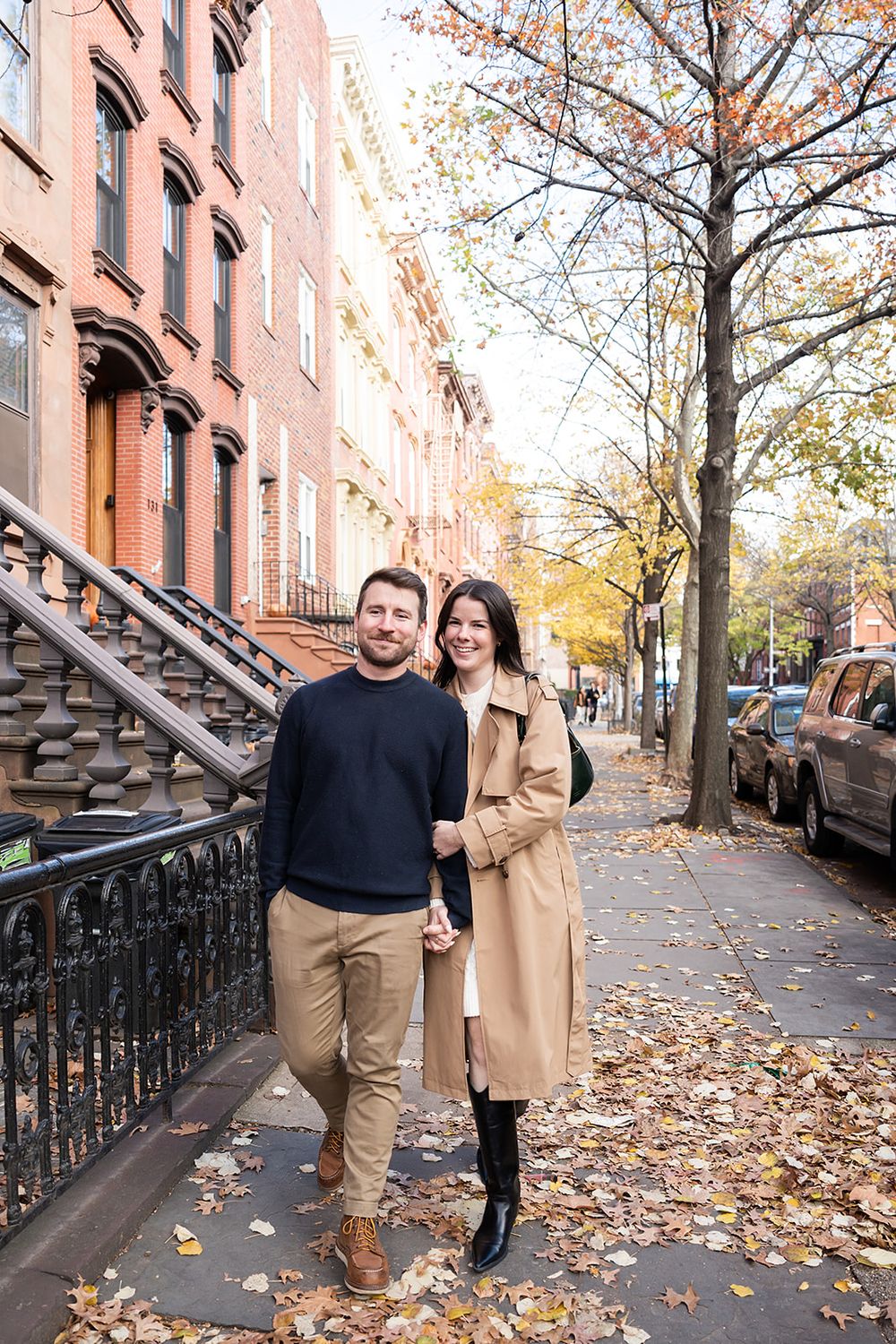 Intentional Brooklyn, New York engagement session capturing soulful, effortless love with warm spring light, fun and quiet connection.