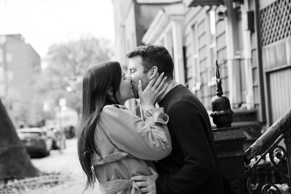 Intentional Brooklyn, New York engagement session capturing soulful, effortless love with warm spring light, fun and quiet connection.