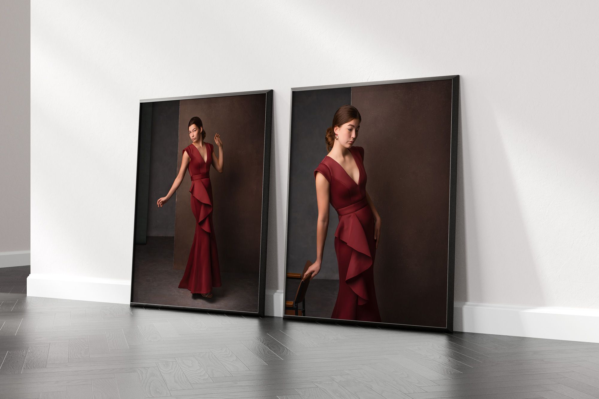Fashion styled fotoshoot. Kunst van mode ontwerper. Kleding collectie gefotografeerd.