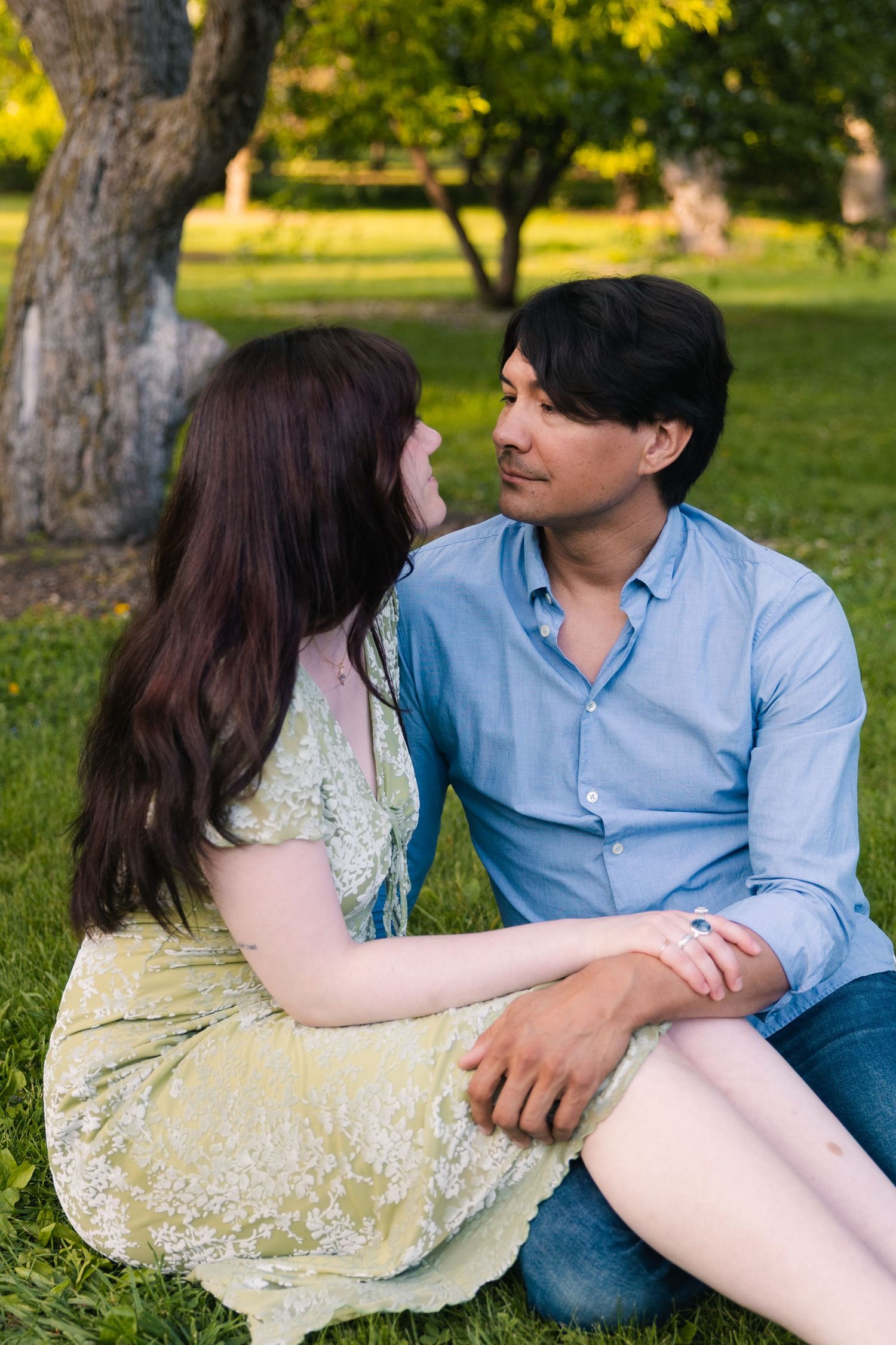 madison wi engagement couple photoshoot professional photographer spring uw arboretum cherry blossom trees lilacs middleton verona deforest