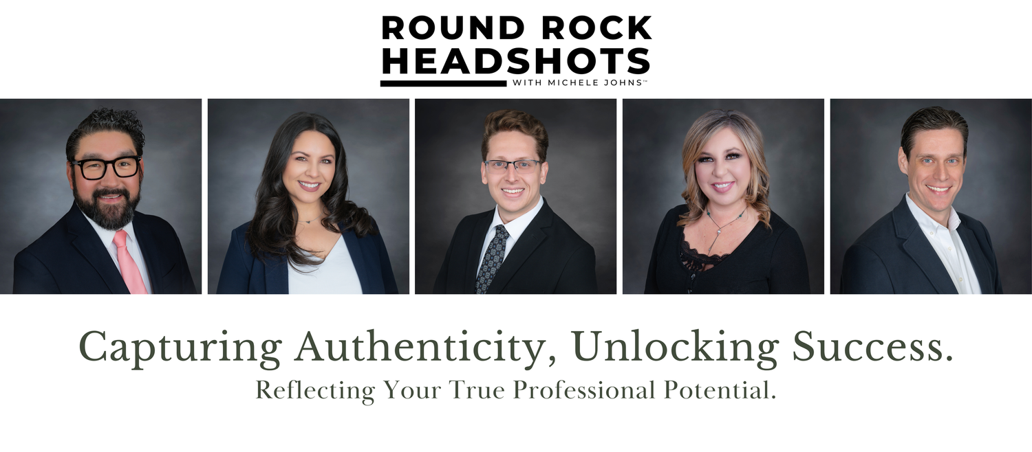 Professional headshot portraits against dark background showcasing corporate team members in business attire.