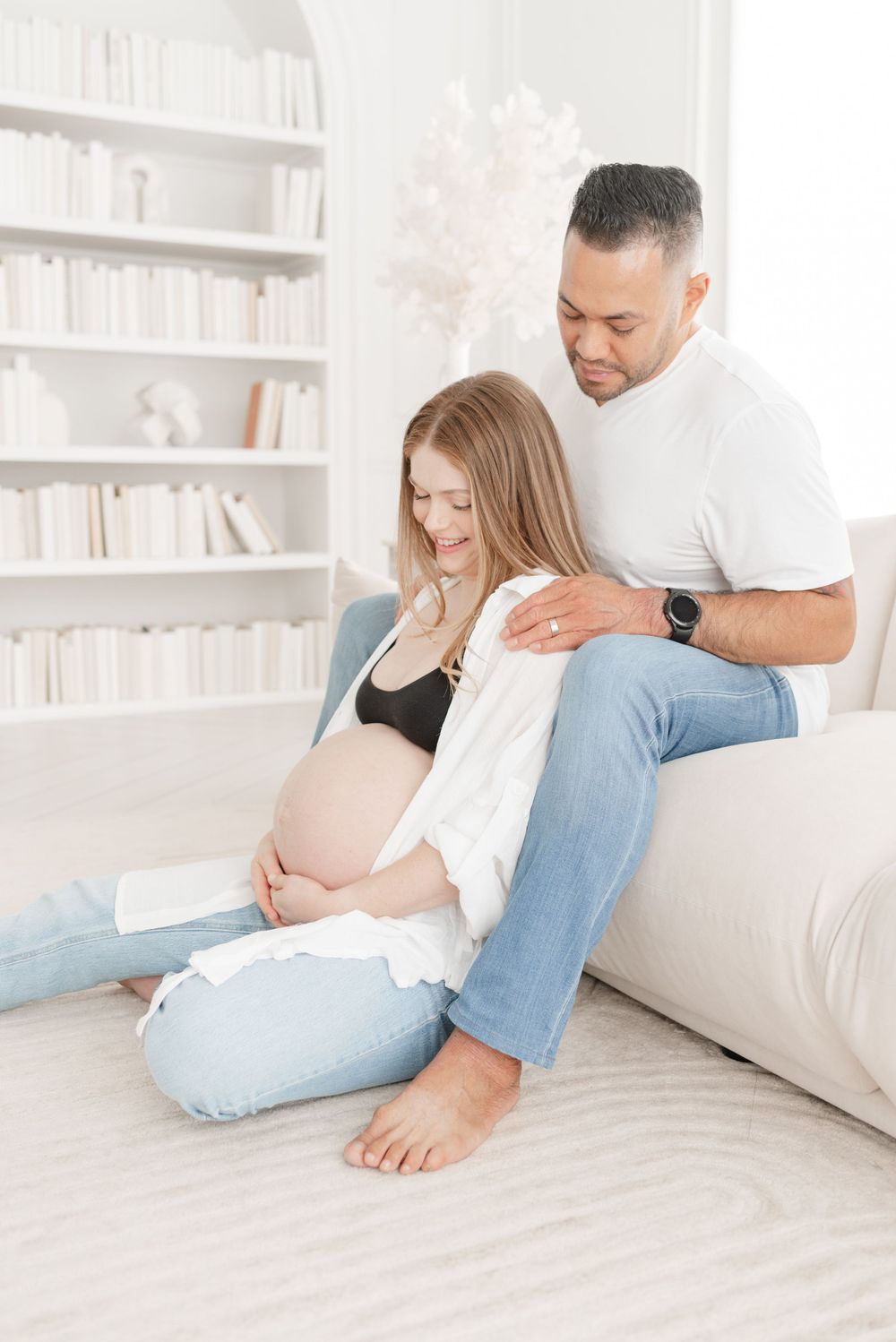 Maternity session, pregnancy photos couple at Mint Room Studios by Toronto fine art photographer Jess GC Photography
