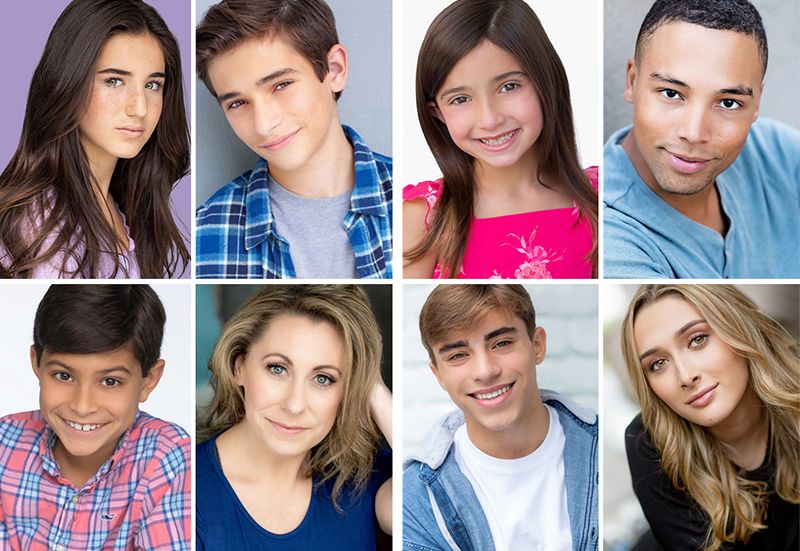 A collage grid of colorful studio headshots showing people with various hairstyles and expressions against different backgrounds.