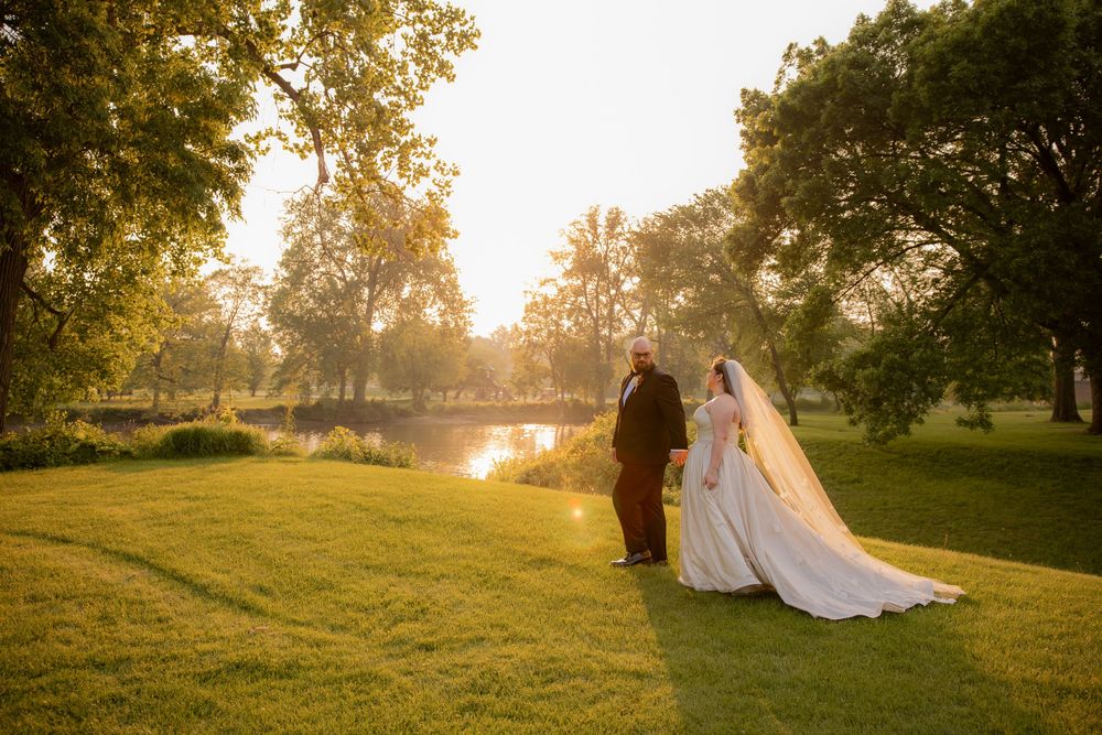 Fort Lauderdale wedding photographer traveling to Michigan, couple laughing during golden hour portraits