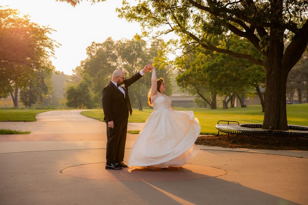 Fort Lauderdale wedding photographer traveling to Michigan, couple laughing during golden hour portraits